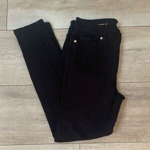Ted Baker Embroidered Star Black Classic Skinny Jeans & Rose Gold Hardware Sz 30
